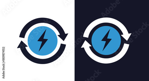 Electric power symbol in circular design - Vector icon symbol for website - Icon vector - Blue icon vector - Line and glyph solid icon and logo template