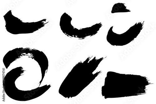 和風素材　筆で描かれた線のイラストセット　ベクター