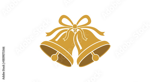 Golden bells with a ribbon festive and celebratory