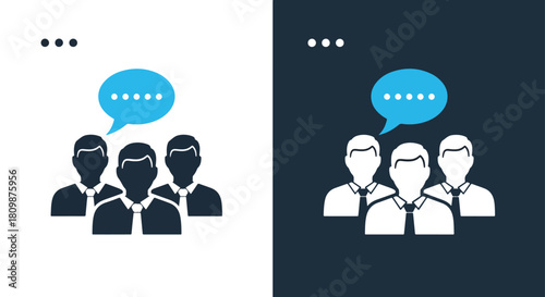Group of people with speech bubbles - Vector icon symbol for website - Icon vector - Blue icon vector - Line and glyph solid icon and logo template