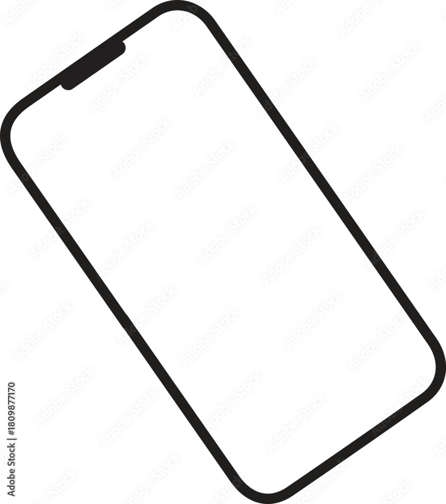 Obraz premium Smartphone mockup with blank white screen in realistic, clay, flat vector, line style. Smartphone mockup collection. Phone mockup in front. Device front view.