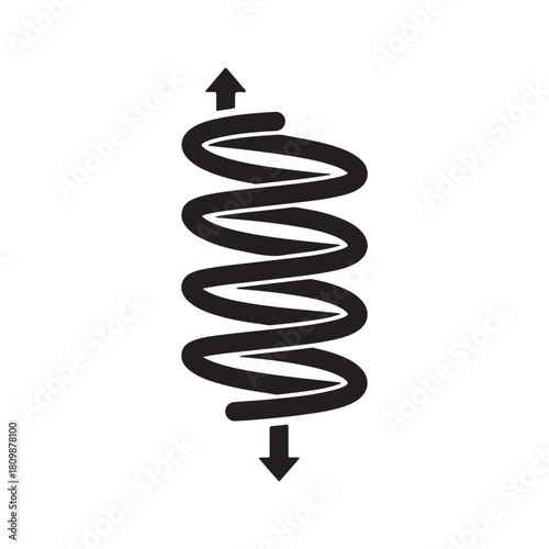 Flat Vector Coil Spring Icon with Up Down Arrows