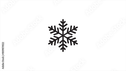 Simple black snowflake icon, a minimalist vector graphic representing the concept of winter, cold weather, and crystalline ice structures