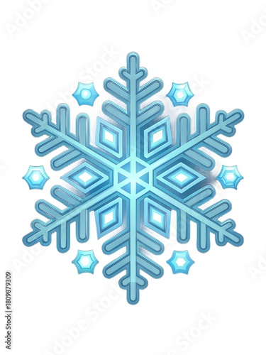 Ice-blue snowflake emoji, symmetrical geometric design, soft glow edges, minimal vector style, transparent PNG background
