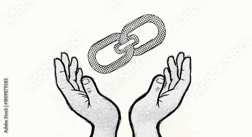 Hands Holding Chain Links - Connection, Support, and Strength Illustration.