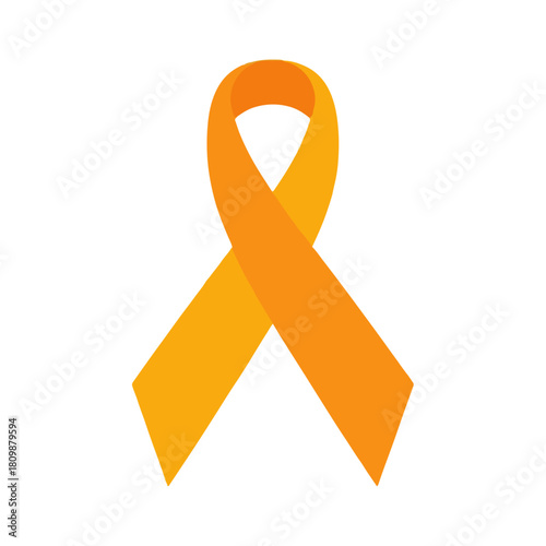 Orange Awareness Ribbon on White Background Symbol of Hope
