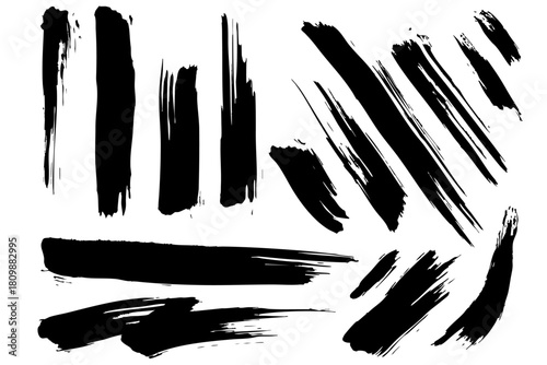 和風素材　筆で描かれた線のイラストセット　ベクター