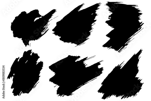 和風素材　筆で描かれた線のイラストセット　ベクター