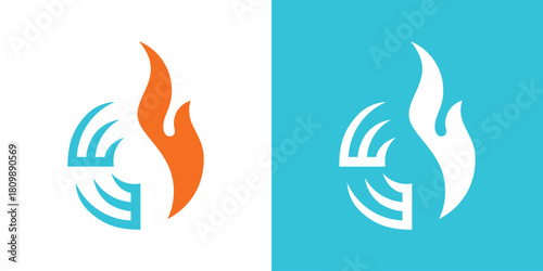 A modern dual-meaning HVAC logo featuring airflow and temperature elements, symbolizing efficient climate control, clean ventilation, and reliable environmental comfort.