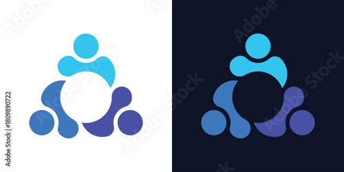 A clean dual-meaning logo featuring unified human figures, symbolizing collaboration, shared goals, and strong teamwork in a modern minimalist style.