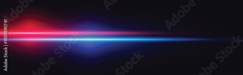 Abstract neon glare horizontal splash of blue and red light.