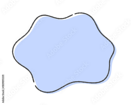 手書きのシンプルでゆるい抽象的な青い形 - フレームや装飾、リラックスやモヤモヤした感情のイメージ