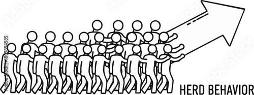 Herd behavior illustration shows group moving forward