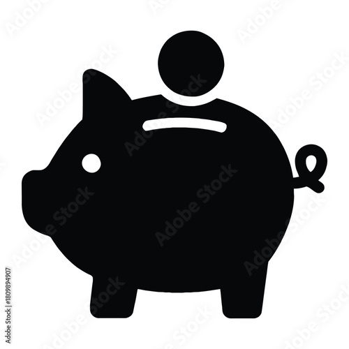 Piggy Bank – Savings & Money Management Silhouette Vector Icon
