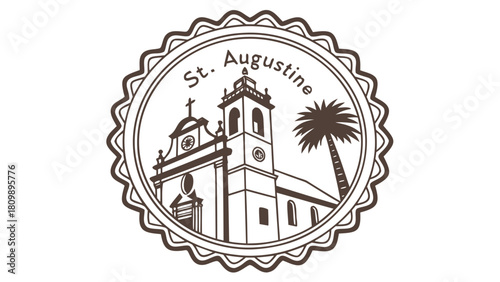 St. Augustine Historic Vintage Badge – Florida Oldest City Retro Coastal Heritage Vector Design