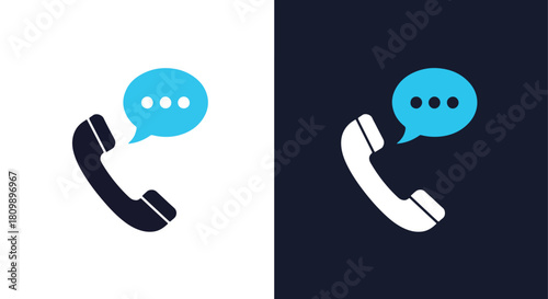 Two telephones with speech bubbles - Vector icon symbol for website - Icon vector - Blue icon vector - Line and glyph solid icon and logo template