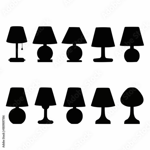 Collection of various silhouette lamps for interior design and decoration.