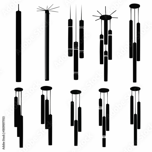 Collection of Wind Chime Silhouettes - A Symphony of Shapes.