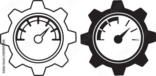 Gear Speedometer Vector Illustration representing Progress and Performance Measurement