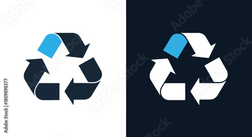 Recycling symbol with blue arrow design - Vector icon symbol for website - Icon vector - Blue icon vector - Line and glyph solid icon and logo template