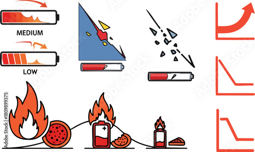 Battery life depletion and growth concept illustration