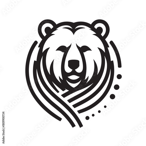 Bear head logo. Vector illustration of a grizzly bear head
