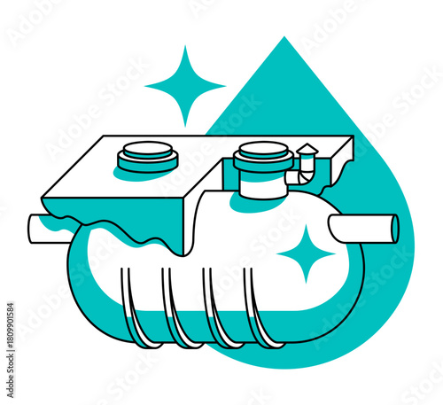 Septic tank emblem - underground storage and recycling of wastewater