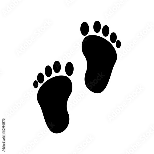 Simple pair of black footprints path mark vector icon design