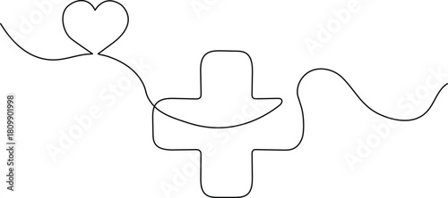 Minimalist one-line art of a compassionate healthcare logo