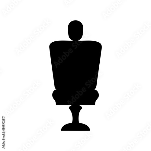 Abstract black chess king piece silhouette on white background