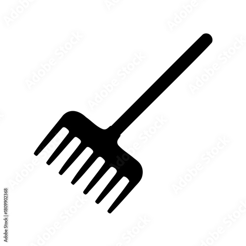 Garden rake silhouette for yard work and agriculture tool