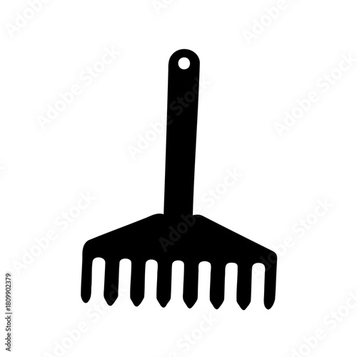 Hand rake silhouette for gardening and horticulture tasks