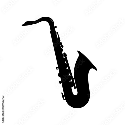 Saxophone musical instrument black silhouette isolated