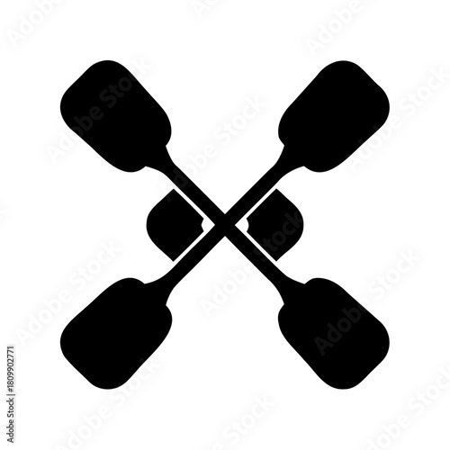 Crossed kayak canoe paddles oars silhouette symbol isolated