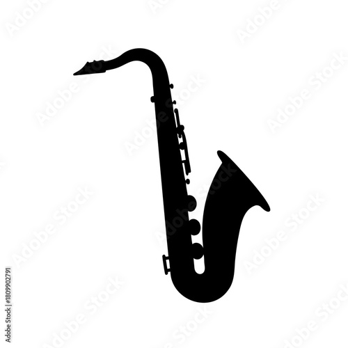 Black silhouette of a saxophone musical instrument icon