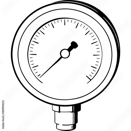 Linear pressure gauge with an outline design on a white background