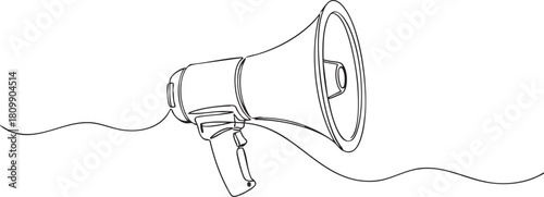 Amplify your message with this minimalist line art megaphone, perfect for marketing, announcements, or social media campaigns, a modern and striking communication concept