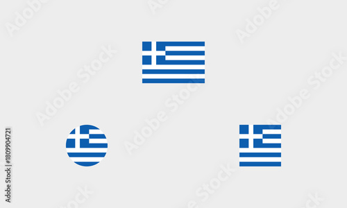 Griechenland Flaggen-Set – Professionelle Darstellung: Original, Rund und Quadratisch (korrekte Farben)