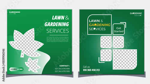 garden service  and instagram promotion social media post and web banner design template