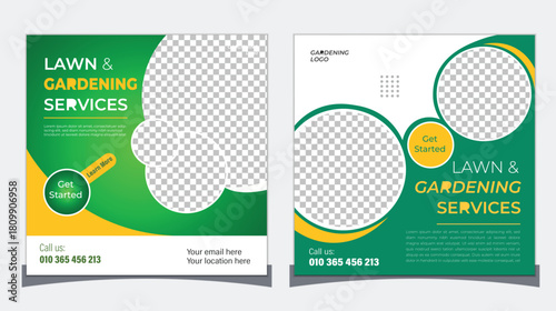 garden service  and instagram promotion social media post and web banner design template