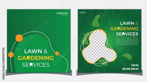 garden service  and instagram promotion social media post and web banner design template