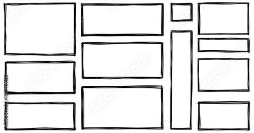 Arrangement of rectangular frames in a grid pattern, suitable for a mosaic of images, illustrations, or graphic designs