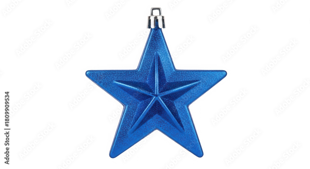 Obraz premium Blue glitter star christmas ornament isolated on transparent background