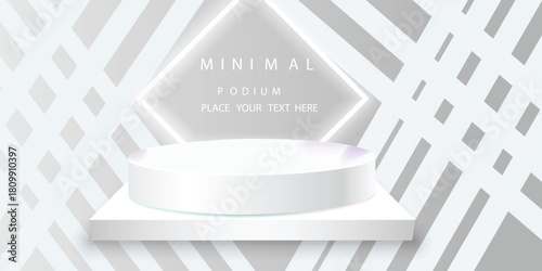 Set of 3d background with cylinder pedestal podium in pink, orange, blue with glowing glitter background. Abstract minimal wall scene mockup products display, Stage showcase