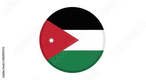 Free Download Jordan national flag round icon isolated on transparent background - GFXLoad