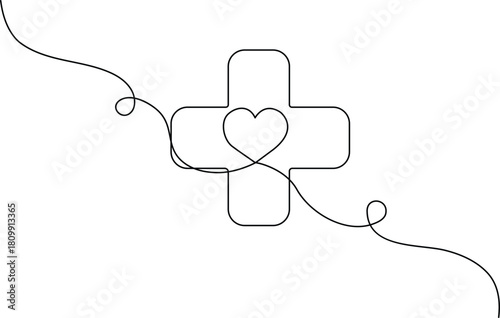 Modern outline of cardiology or patient care sign