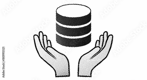 Database in Hands - Data Protection and Management Concept.