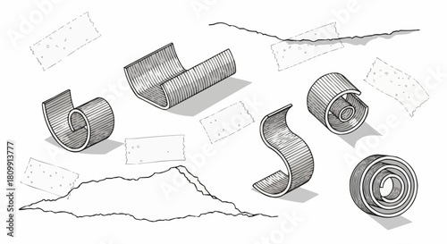 Detailed Sketch of Metal Shavings and Scraps.