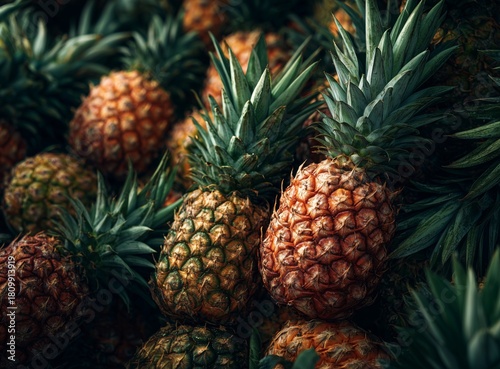 Fresh Pineapples in a Market Setting During Daytime