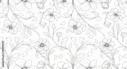 Elegant floral pattern design with intricate details and delicate lines.